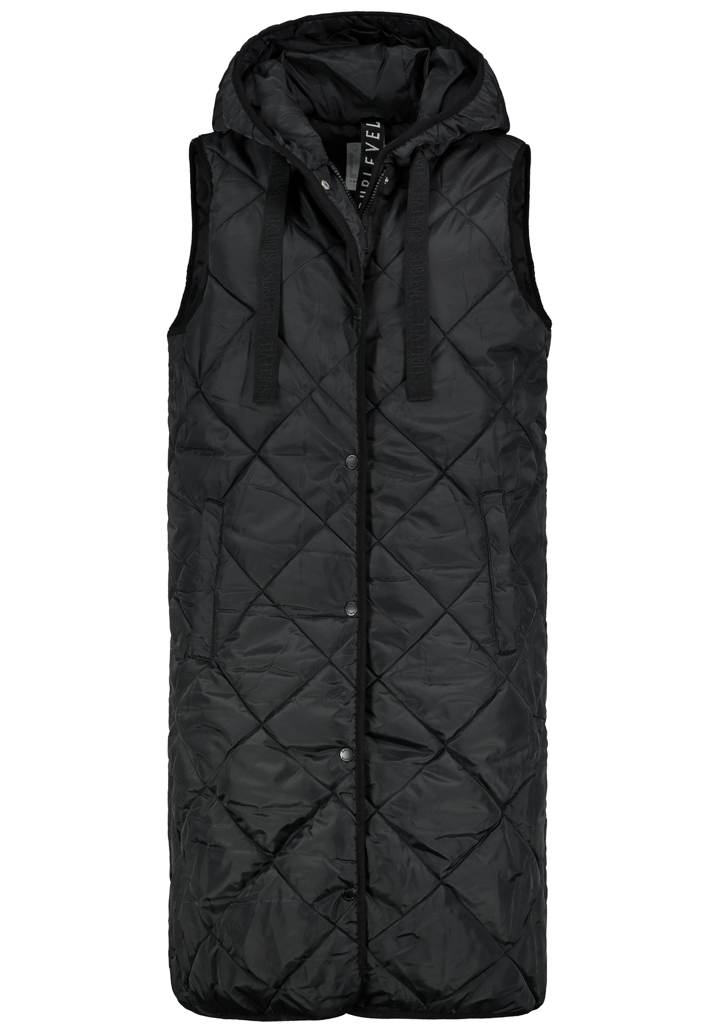 DOB Rautensteppweste, grosse Kapuze, black