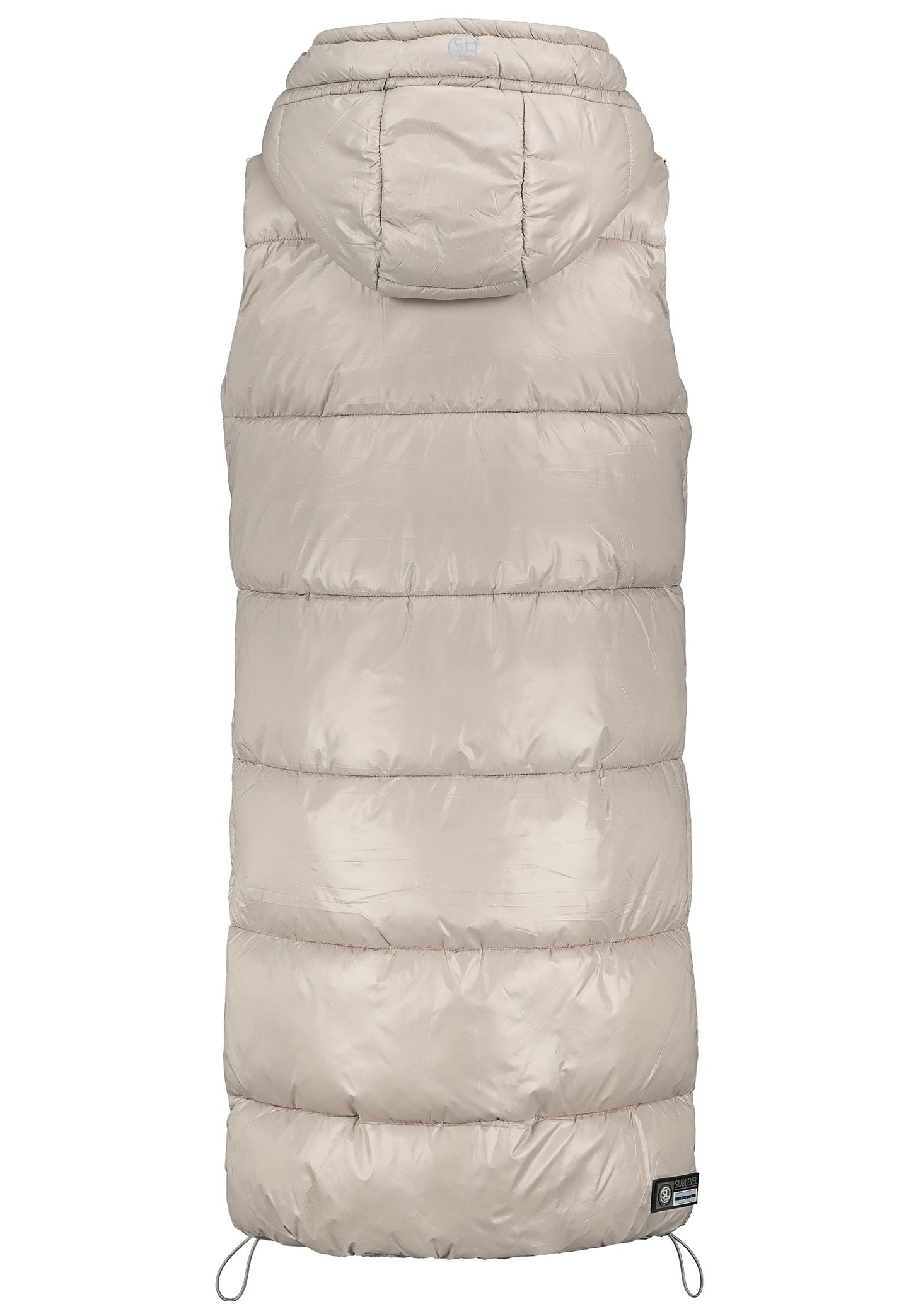 DOB lange Steppweste, Stehkragen +, string beige