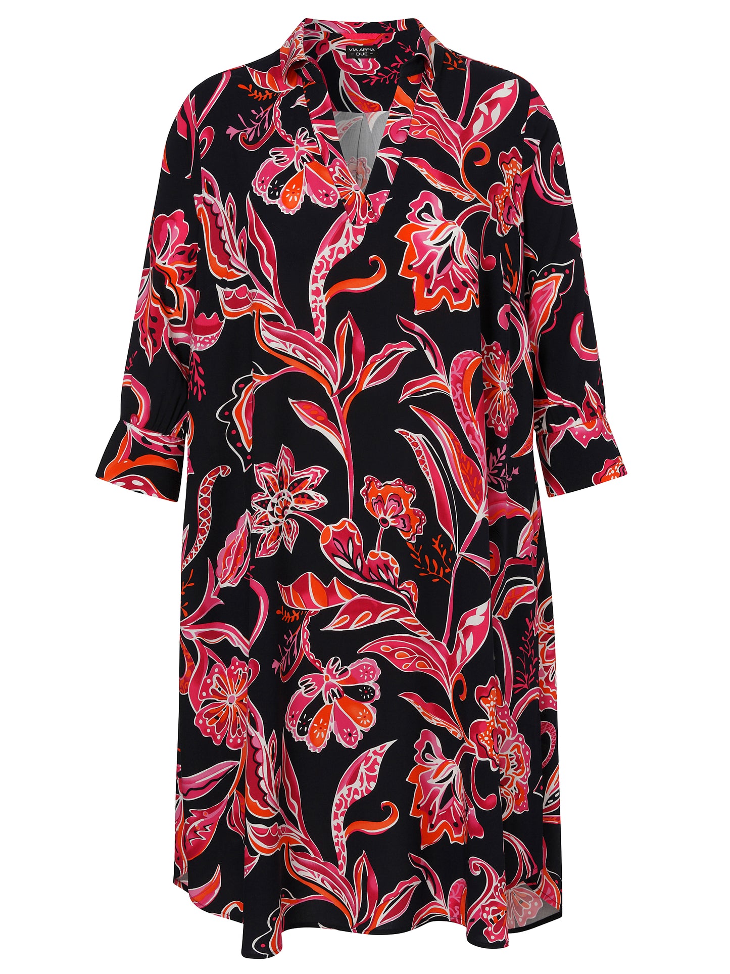 Kleid Hemdkragen 3/4 Arm Druck