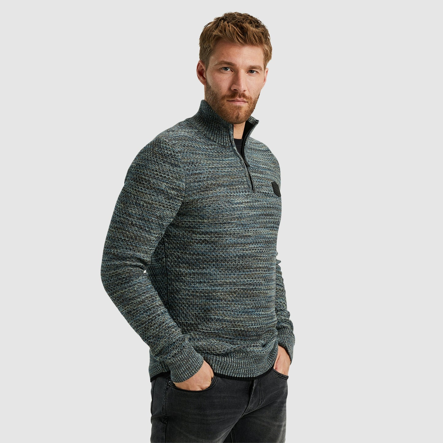 Half zip collar colormix