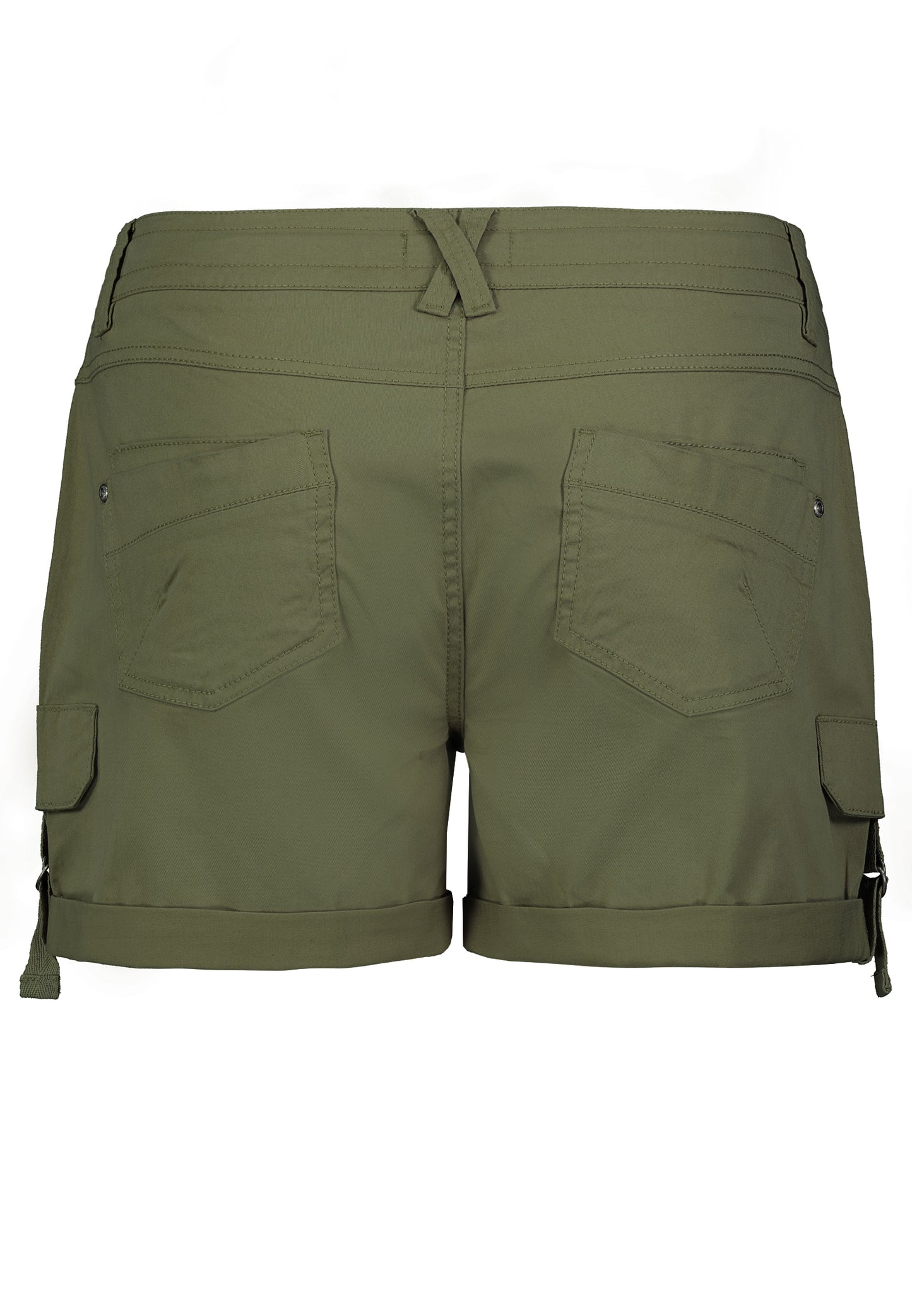 Shorts, mit Aufschlag, schräge Eingriffstasche mit Piping, Bindegürtel, Klappentaschen mitHerringbonetape, spezielle Gesäßtaschen, Passe