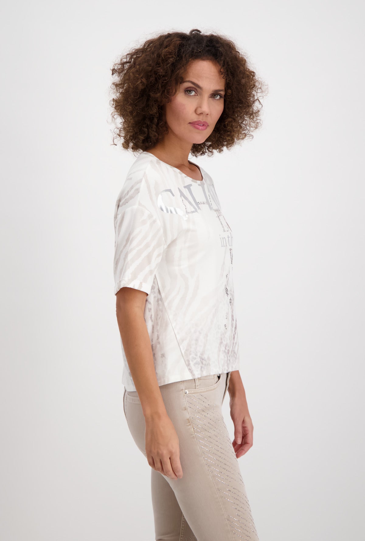 Shirt, sandstone gemustert