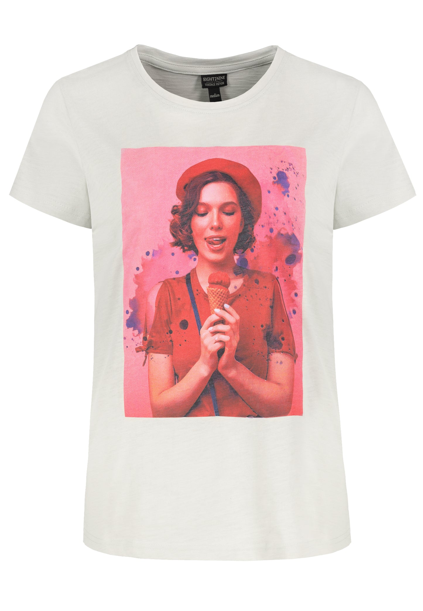 T-Shirt, kurzarm, Rundhals mit Blende, Necktape, versch.Druck"Frauen"
