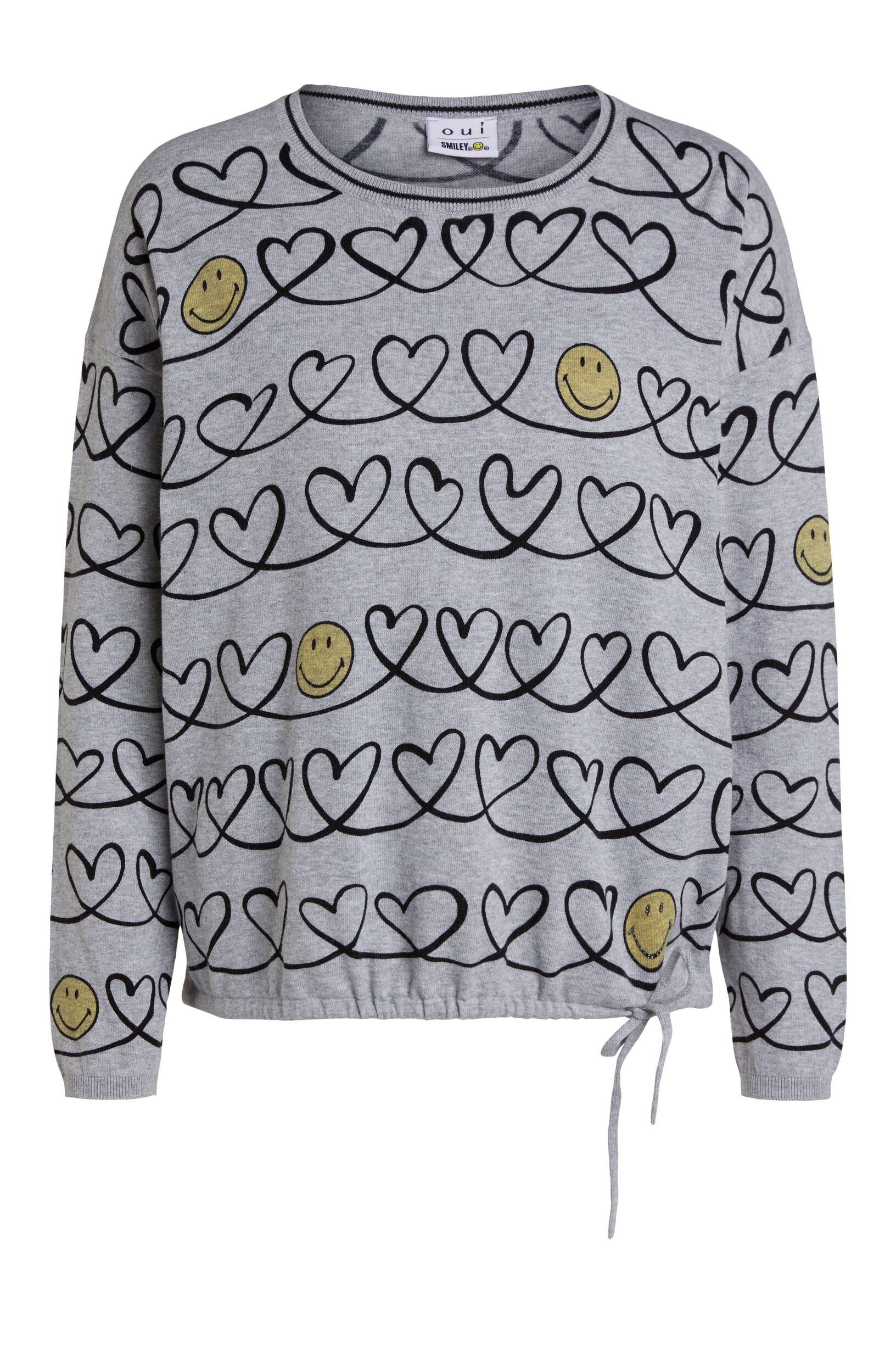 Oui Mode Oui Pullover Mit Herzchen Oui Blusenshirt Mit Tiefer V-Öffnung Offwhite/Multicolor