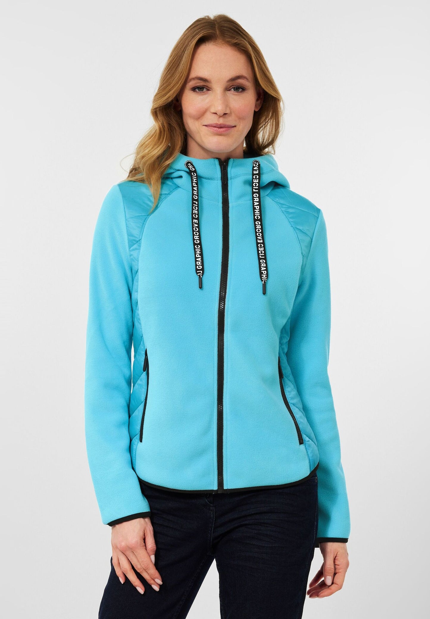 Fleecejacke im Materialmix