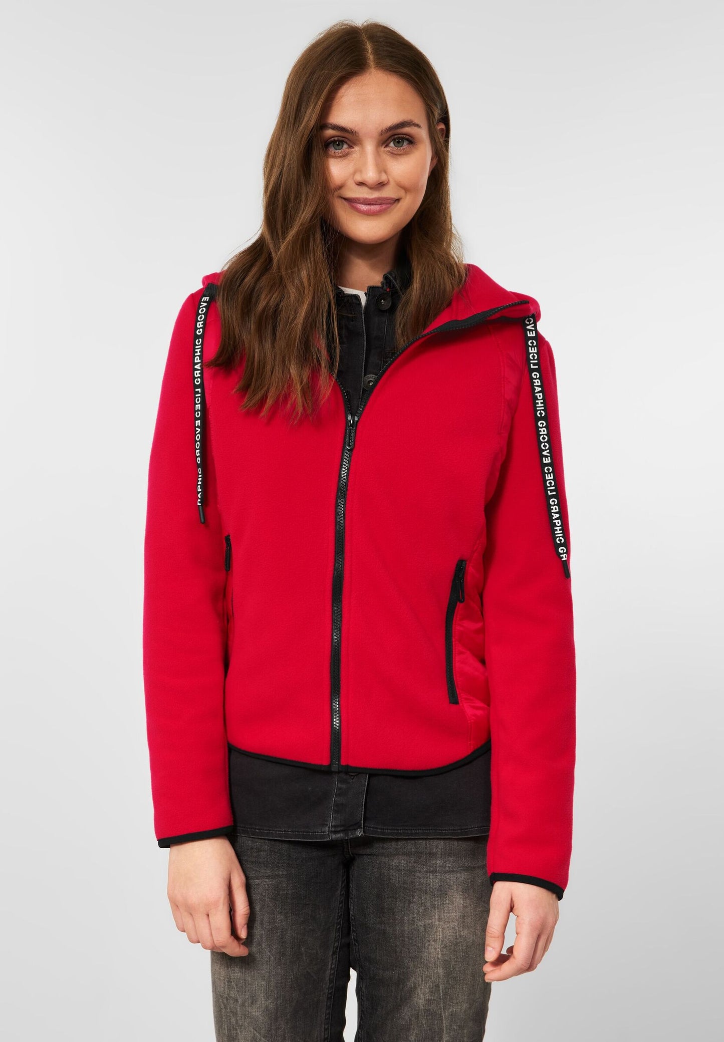 Fleecejacke im Materialmix
