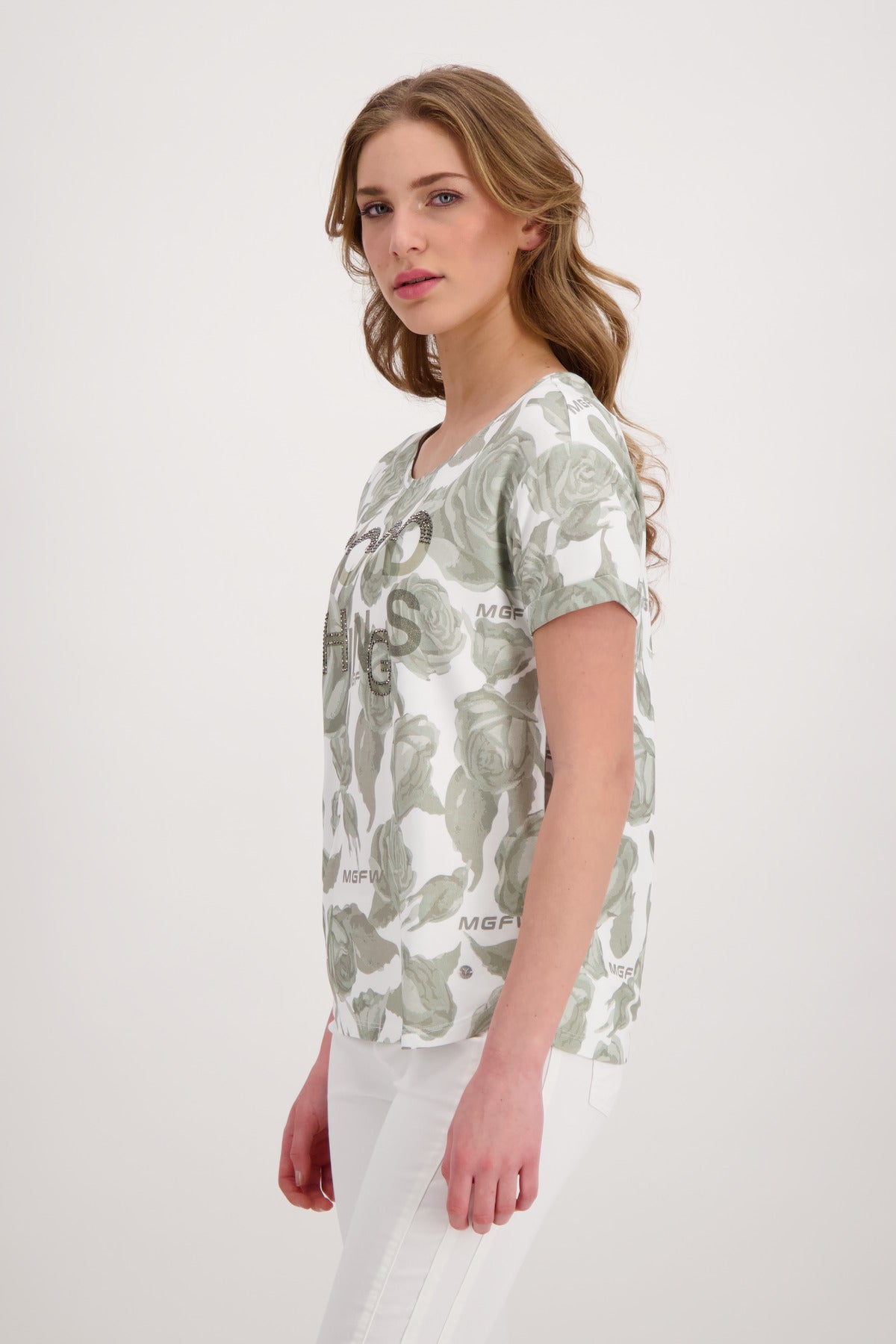 T-Shirt, light khaki gemustert