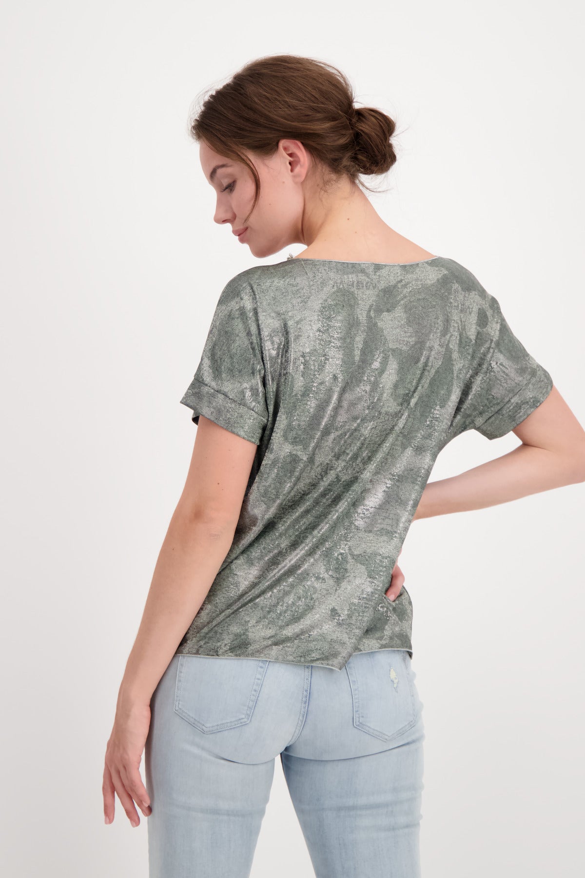 T-Shirt, light khaki gemustert