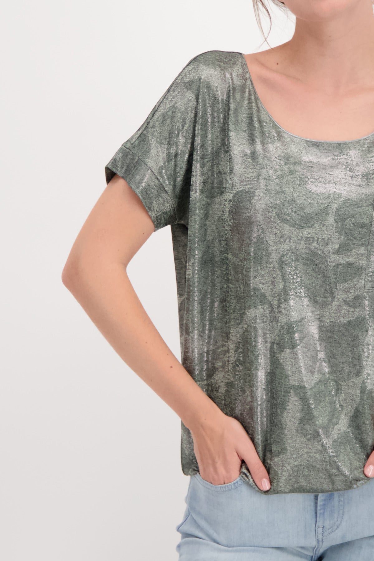 T-Shirt, light khaki gemustert