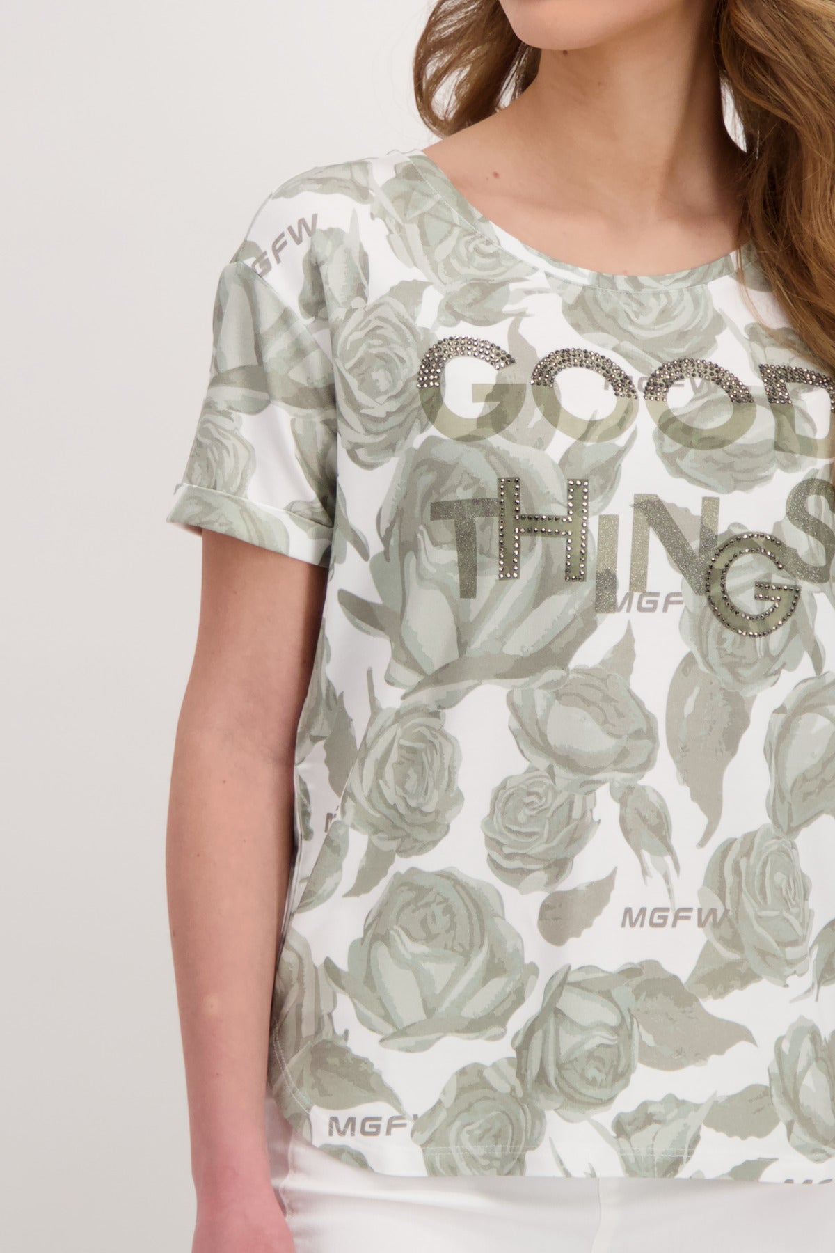 T-Shirt, light khaki gemustert