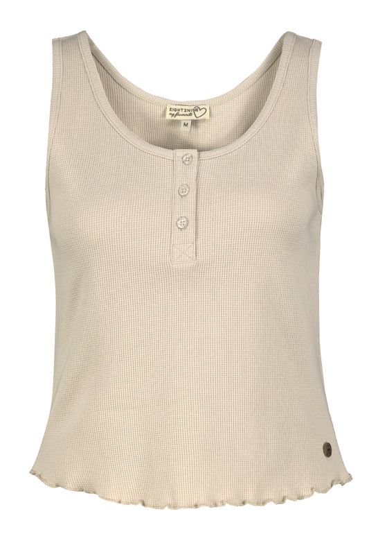 DOB Top,Rundhals mit Piping +Knopfl, light greyish green