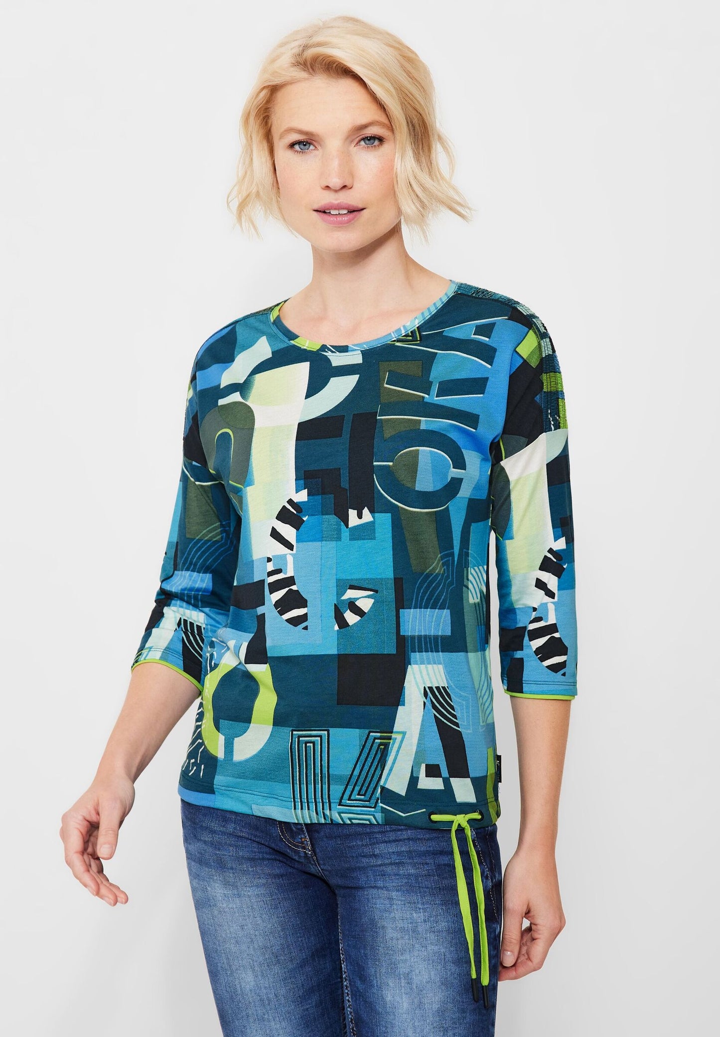 Printshirt mit Smockdetails