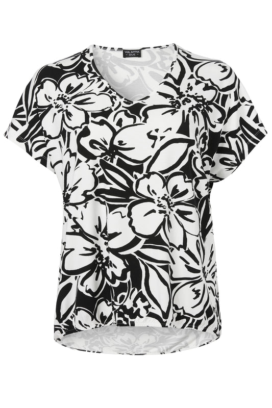 T-Shirt V-Ausschnitt 1/2 Arm Druck