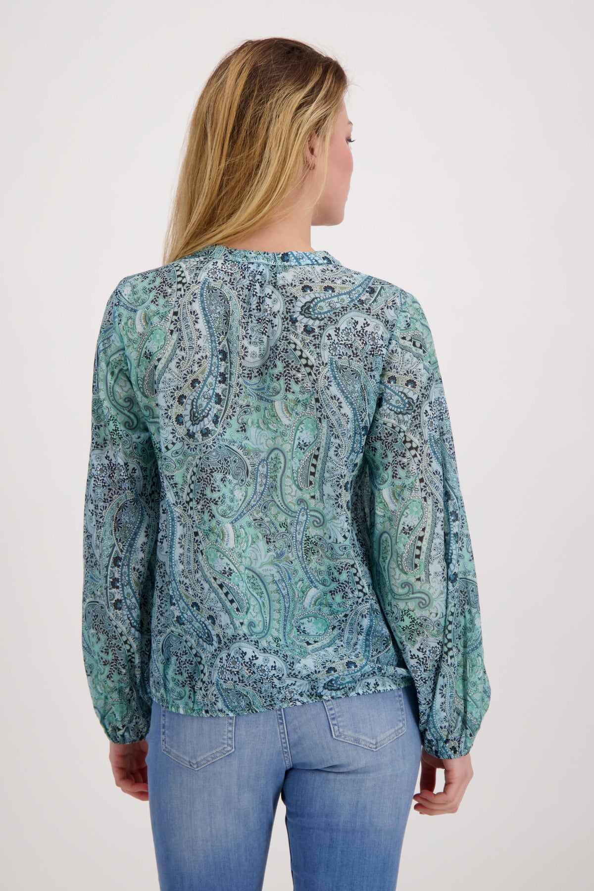 Bluse, fresh mint gemustert