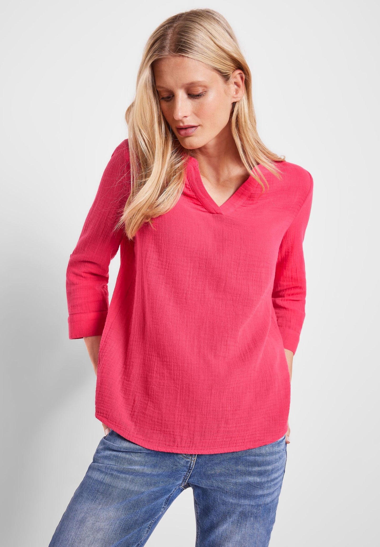 Musselin Bluse mit 3/4 Ärmel