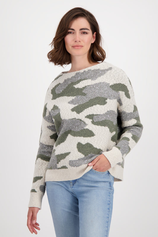 Pullover, frozen green gemustert