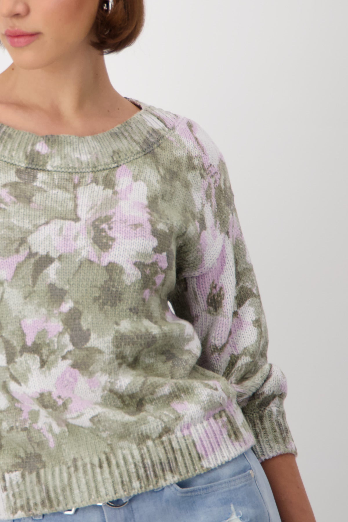 Pullover, sage gemustert