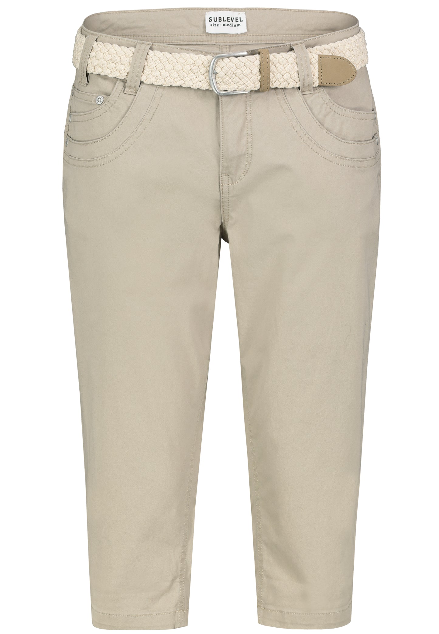 DOB Capri, doppelte Eingrifftaschen, string beige