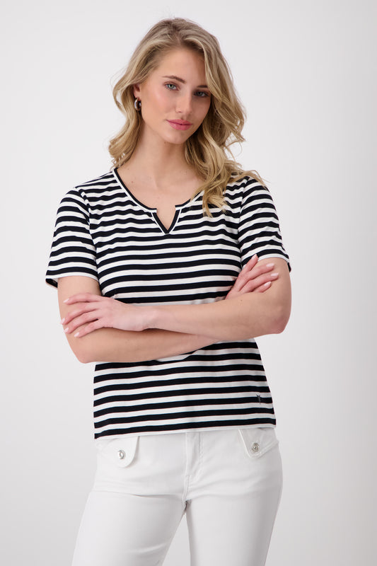 T-Shirt, schwarz Ringel