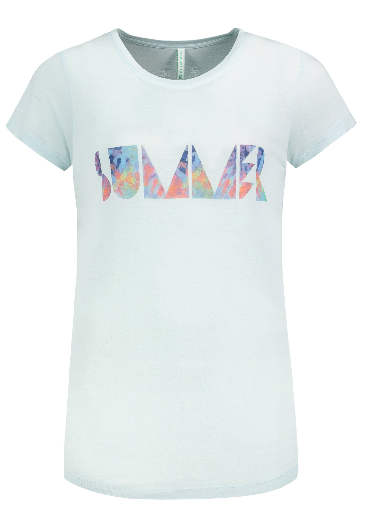 Shirt,kurzarm, Rundhals mit Blende,Nackenband, Fotodruck auf Vorderteil"SUMMER"