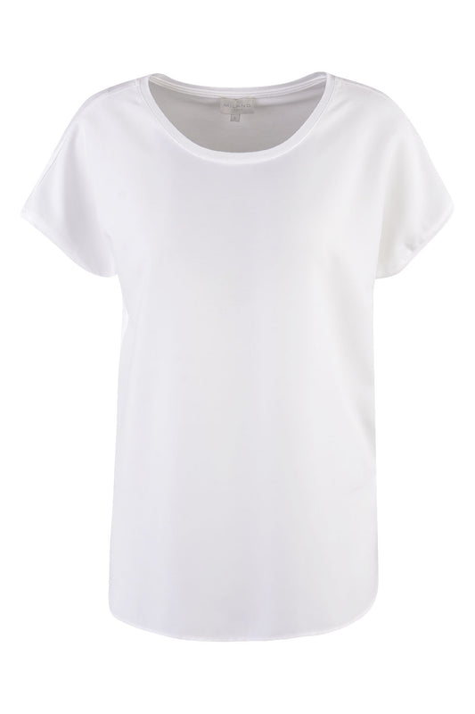 Shirt with dropped shoulders and roundneck