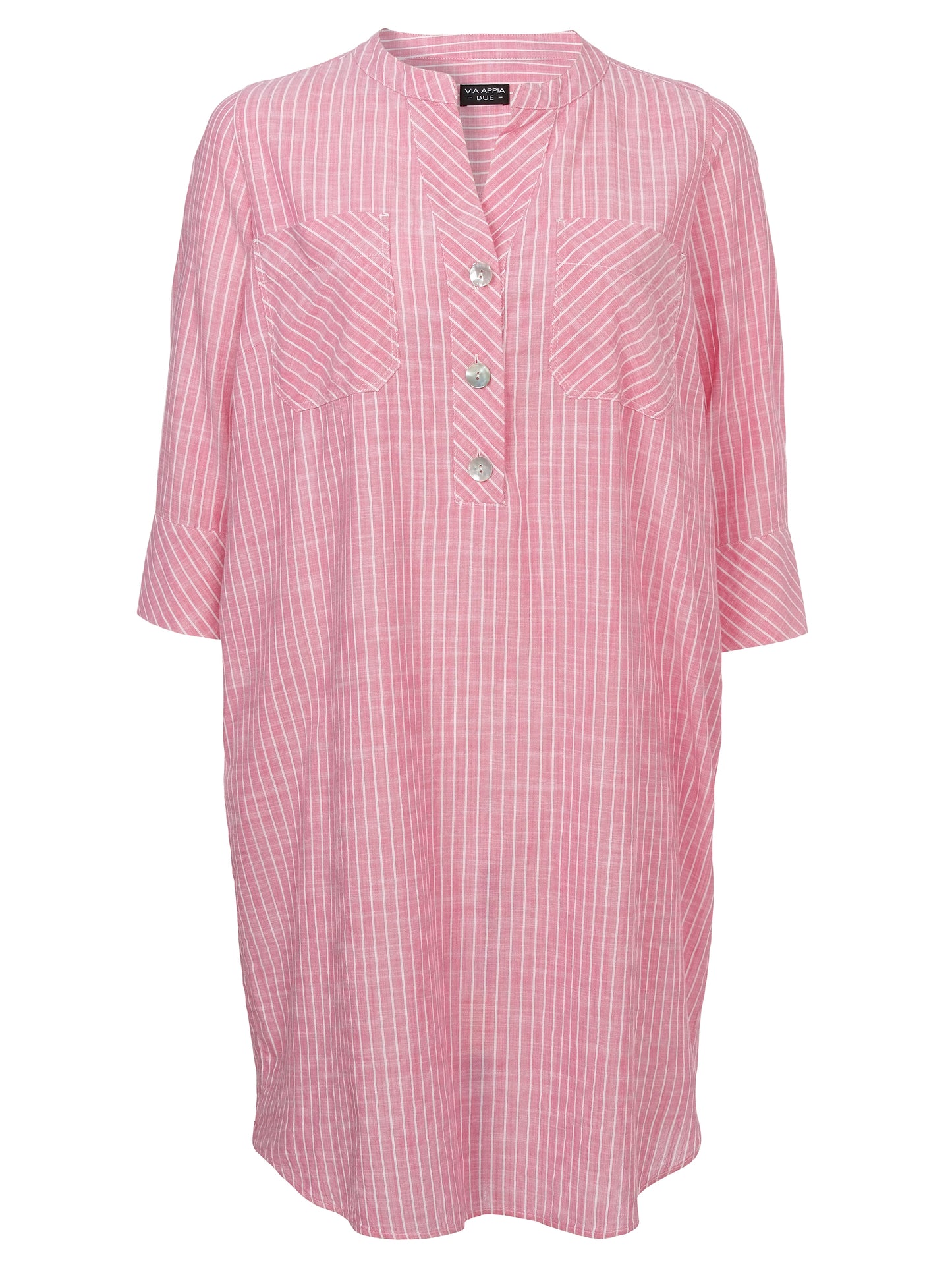 Kleid V-Ausschnitt 3/4 Arm Streifen