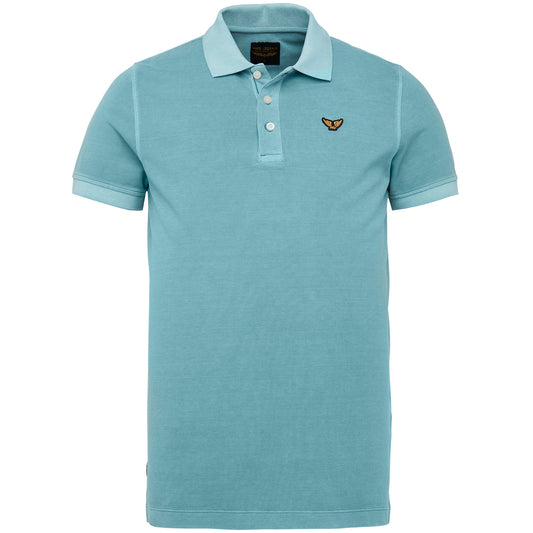 Short sleeve polo garment dyed pique