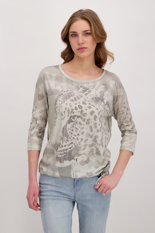 T-Shirt, light khaki gemustert