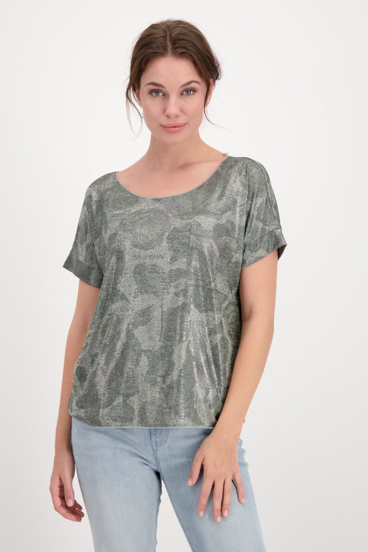 T-Shirt, light khaki gemustert